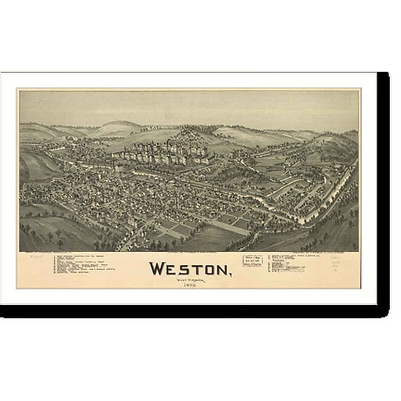 Historic Print, WV Weston 1900 MAP, 16" x 20"