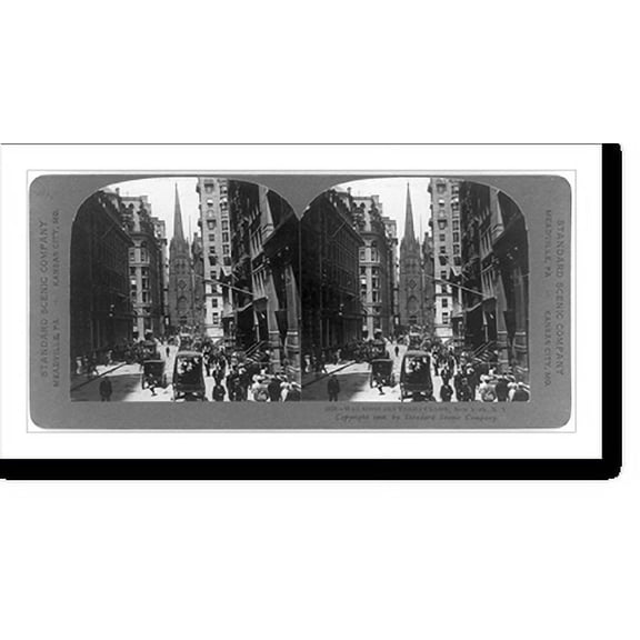 Historic Print, Wall Street and Trinity Church, New York, N.Y., 16" x 20"