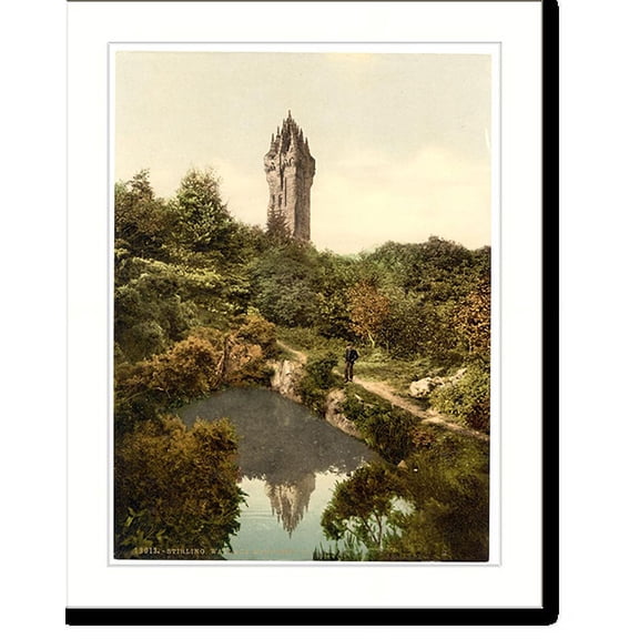 Historic Print, Wallace Statue II Stirling Scotland, 18" x 24"