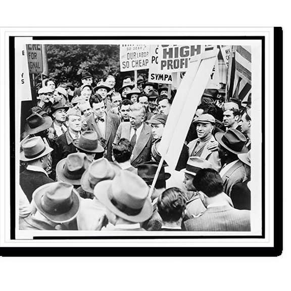 Historic Print, Wallace talks to pickets, 16" x 20"