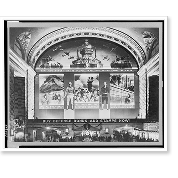 Historic Print, War bond mural, Grand Central Station, New York, New York, 18" x 24"