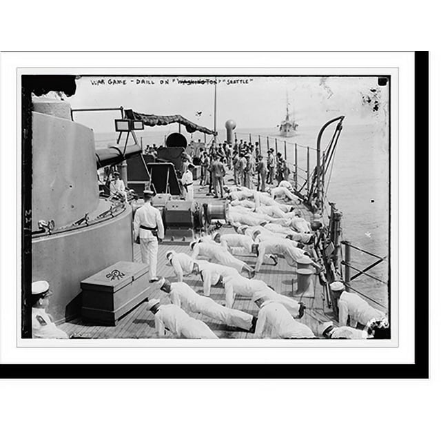 Historic Print, War game drill on SEATTLE, 16" x 20"