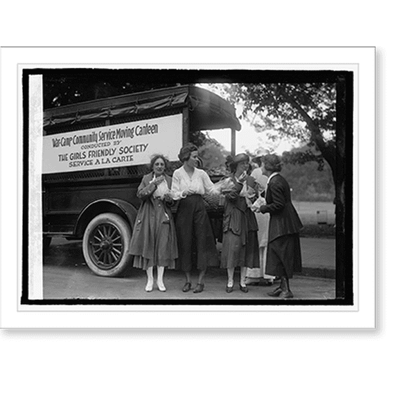 Historic Print, War time, Washington. Lunch wagons - 2, 16" x 20"