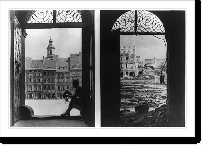 Historic Print, [Warsaw?, Poland Urban areas devastated by air
