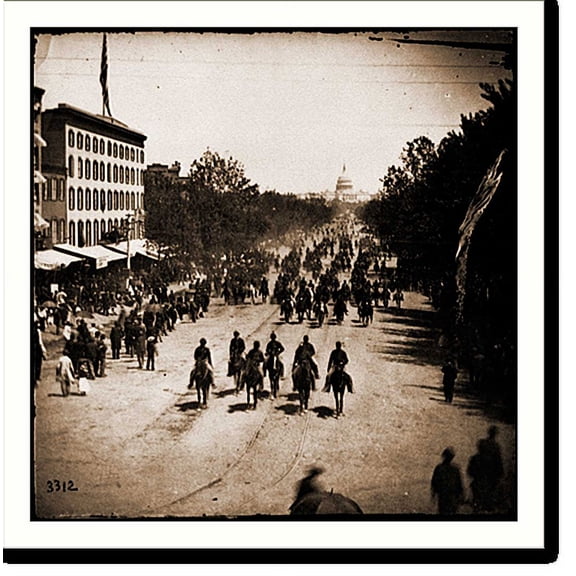 Historic Print, Washington D.C. Another artillery unit passing on Pennsylvania Avenue near the Trea, 16" x 20"