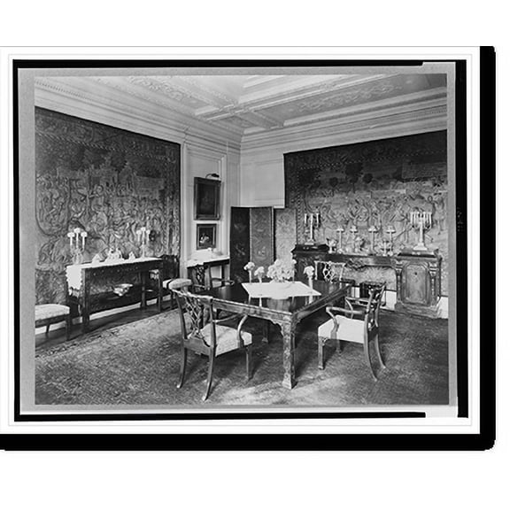 Historic Print, Washington, D.C.. James Parmelee home. Dining room with elaborate wall decorations.photo by Frances Benjamin Johnston., 16" x 20"