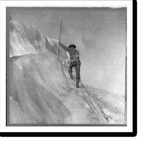 Historic Print, [Washington - Mount Rainier] Guide cutting steps on ice slope near summit, 16" x 20"