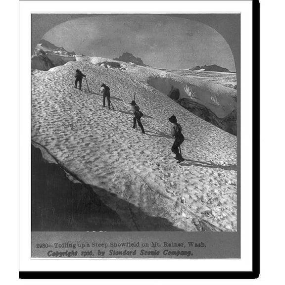 Historic Print, [Washington - Mount Rainier] Toiling up a steep snowfield, 16" x 20"