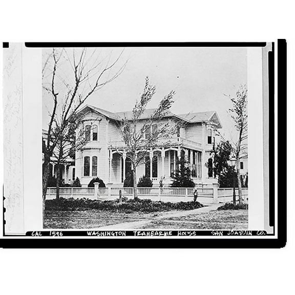 Historic Print, Washington Trahearne House, El Dorado & Park Streets, Stockton, San Joaquin County, CA, 16" x 20"