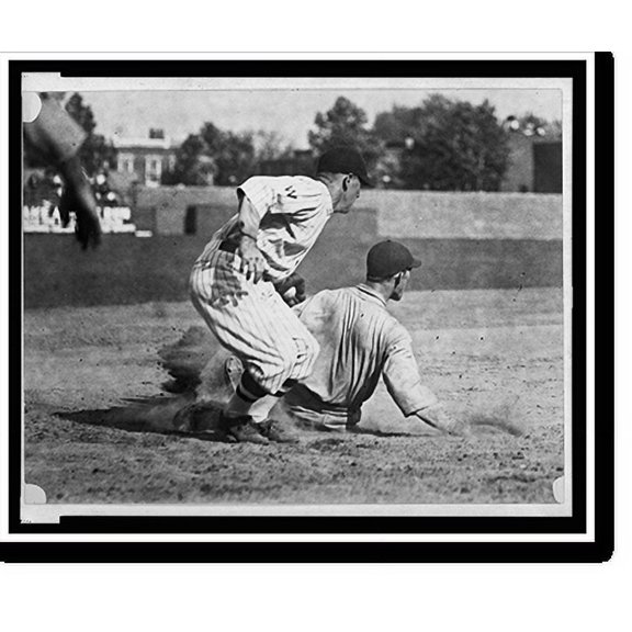 Historic Print, [Washington fielder applies tag to ball player sliding into base], 18" x 24"