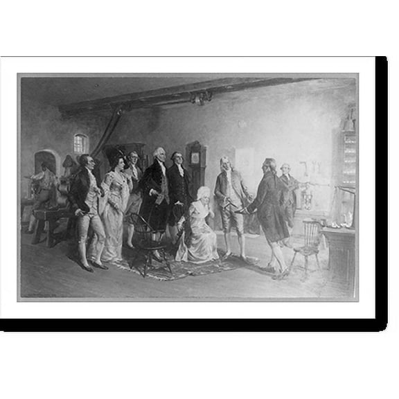 Historic Print, Washington inspecting the first money coined by the United States, 18" x 24"