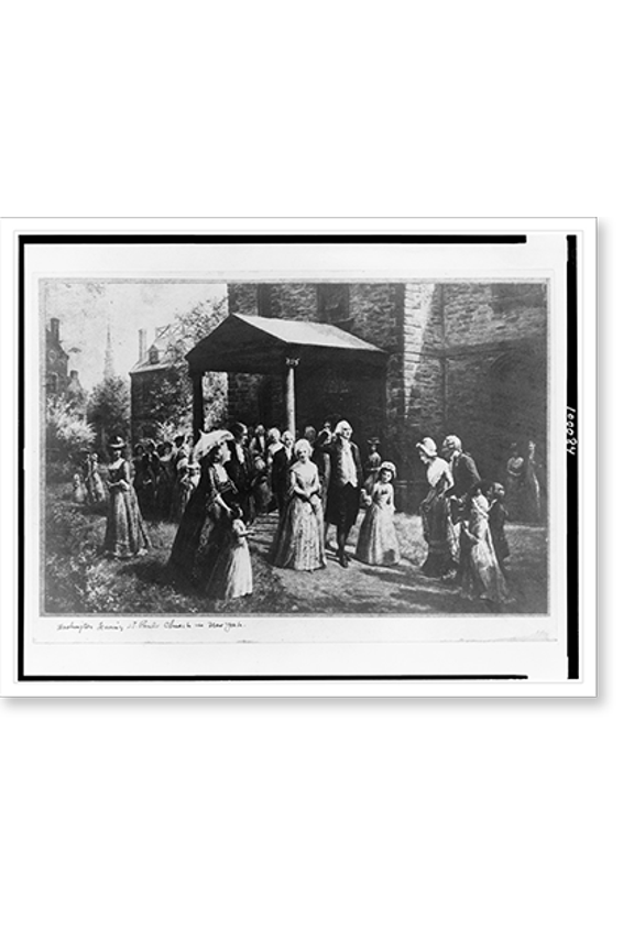 Historic Print, Washington leaving St. Pauls Church in New York, 16" x 20"