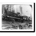 Historic Print, Washington logging train going down a mountain, on which are logs from a fir