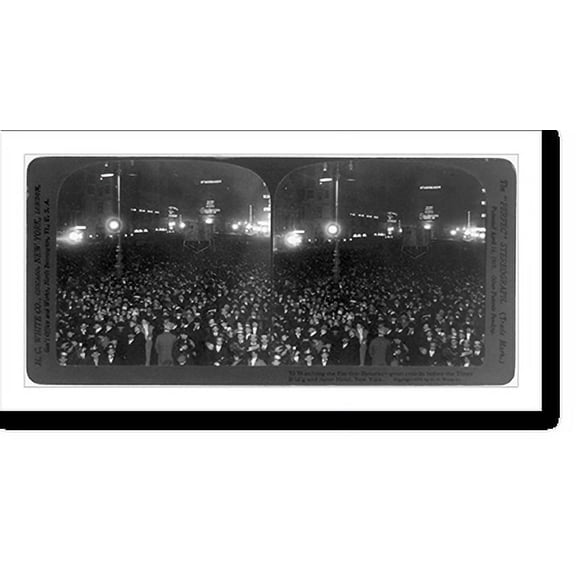 Historic Print, Watching the election returns. great crowds before the Times B'ld'g. and Astor Hotel, New York, 18" x 24"