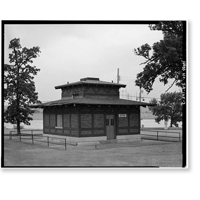 Historic Print, Waterloo Water Works, Well House 4, Fairview & Lafayette Avenue, Waterloo, Black