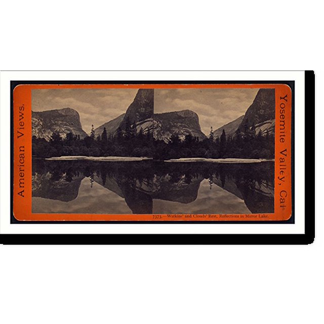 Historic Print, Watkins and Clouds Rest reflections in Mirror Lake, 16