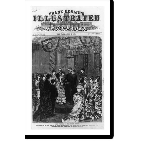 Historic Print, The Wedding at the White House. The ceremony in the East Room. Rev. Dr. Tiffany declaring Mr. A.C.F. Sartoris and Miss Nellie Grant husband and wife.sketched by our spec…16" x 20"
