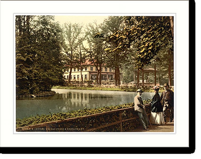 Historic Print, Weinau Pond and restaurant Zittau Saxony Germany, 16" x