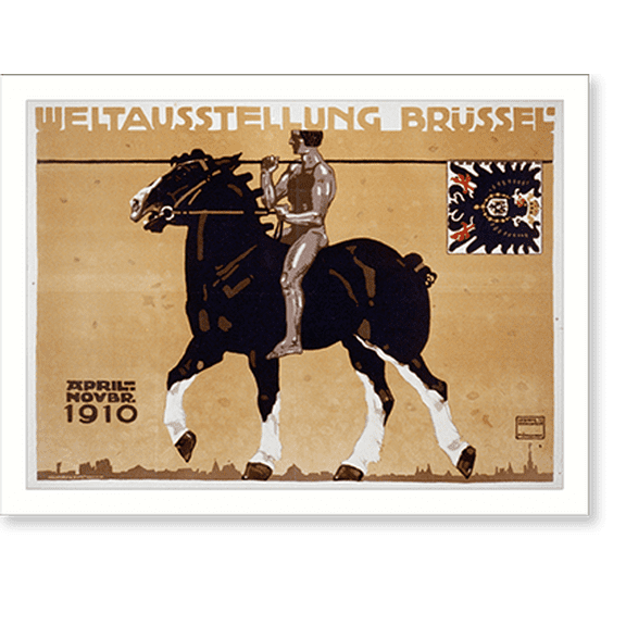 Historic Print, Weltausstellung, Brüssel, April-Novemb. 1910.Ludwig Hohlwein, 18" x 24"