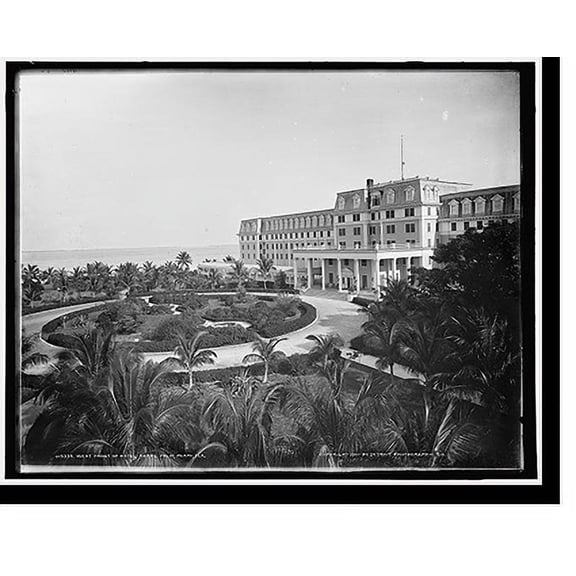 Historic Print, West front of Hotel Royal Palm, Miami, Fla., 18" x 24"