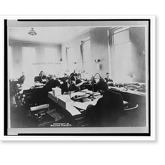 Historic Print, White House business office employees at work, 16" x 20"