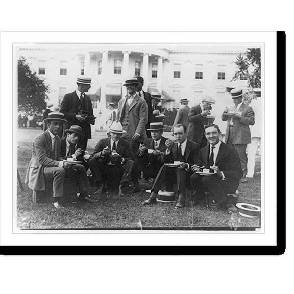 Historic Print, [White House photographers eating on lawn of the White House], 16" x 20"
