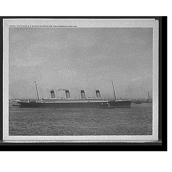 Historic Print, White Star [Line] S.S. Olympic entering New York Harbor on first trip, 16" x 20"