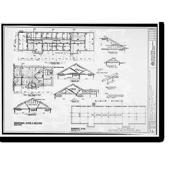 Historic Print, Whittier State School, Hospital & Receiving Building, 11850 East Whittier Boulevard, Whittier, Los Angeles County, CA - 47, 16" x 20"