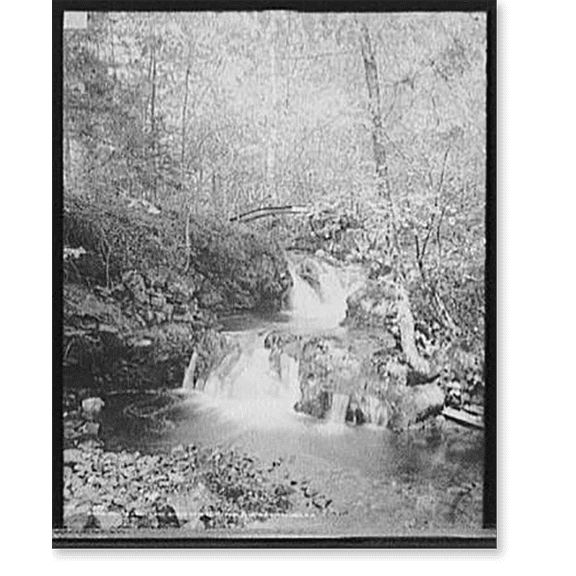 Historic Print, Whittier falls and bridge, Ossipee Mt. Park, Lake Winnipesaukee, N.H., 18" x 24"