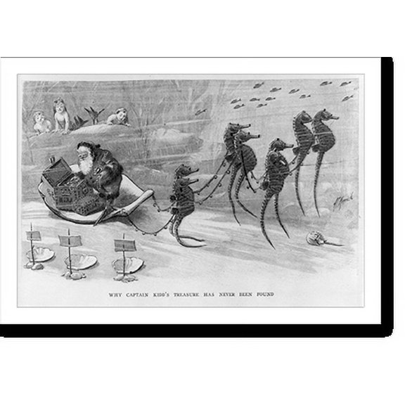 Historic Print, Why Captain Kidd's treasure has never been found, 16" x 20"