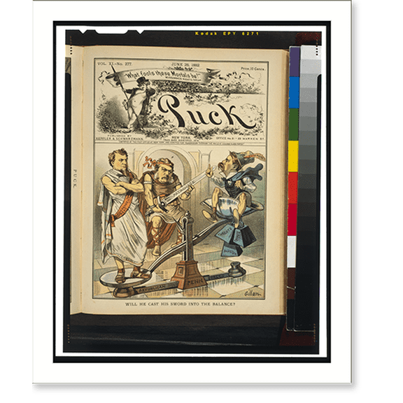 Historic Print, Will he cast his sword into the balance?.Gillam., 16" x 20"