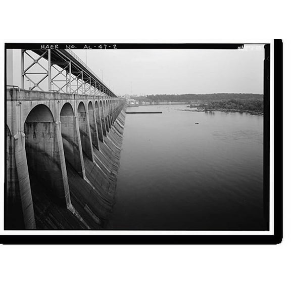 Historic Print, Wilson Dam & Hydroelectric Plant, Spanning Tennessee River at Wilson Dam Road (Route, Muscle Shoals, Colbert County, AL - 2, 18" x 24"