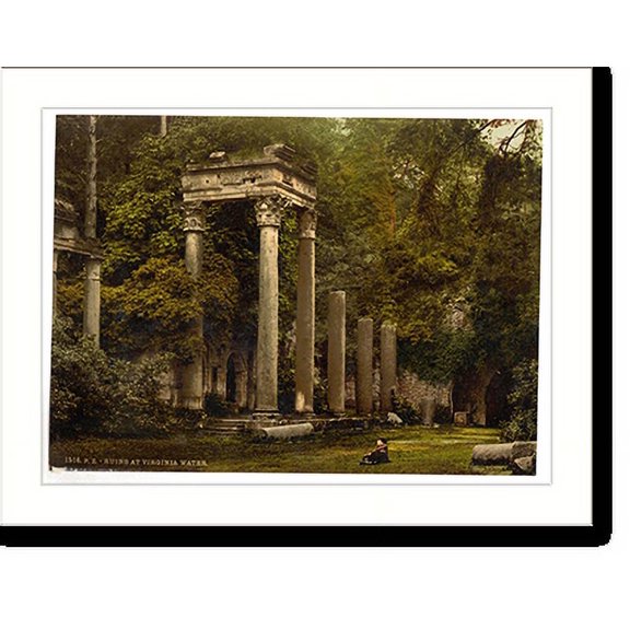 Historic Print, Windsor ruins at Virginia Water London and suburbs England, 16" x 20"