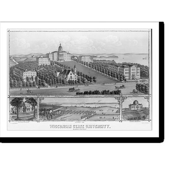 Historic Print, Wisconsin State University, Madison, Wis. 1879., 18" x 24"