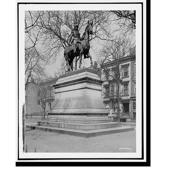 Historic Print, Wm. Henry Harrison statue, Cincinnati, O[hio], 18" x 24"