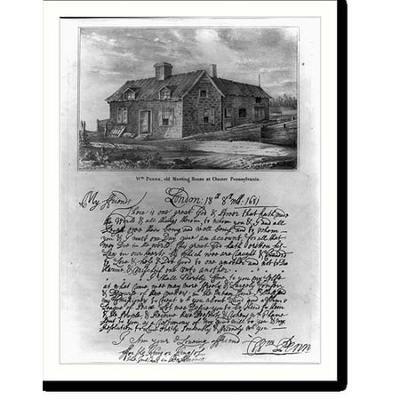 Historic Print, Wm. Penn's old meeting house at Chester Pennsylvania, 18" x 24"