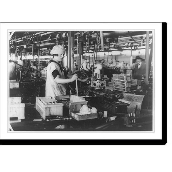 Historic Print, [Woman operating machine in unidentified factory interior], 16" x 20"