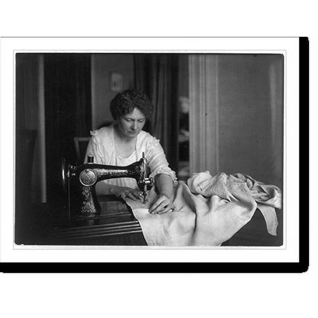 Historic Print, Woman sewing with a Singer sewing machine, 16" x 20
