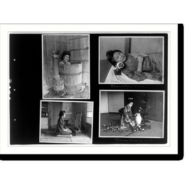 Historic Print, [Woman taking bath in tub, woman lying down on head