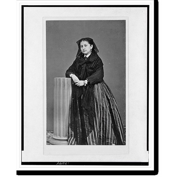 Historic Print, [Woman wearing shawl, full-length portrait, standing facing front, with arm propped on half column], 18" x 24"