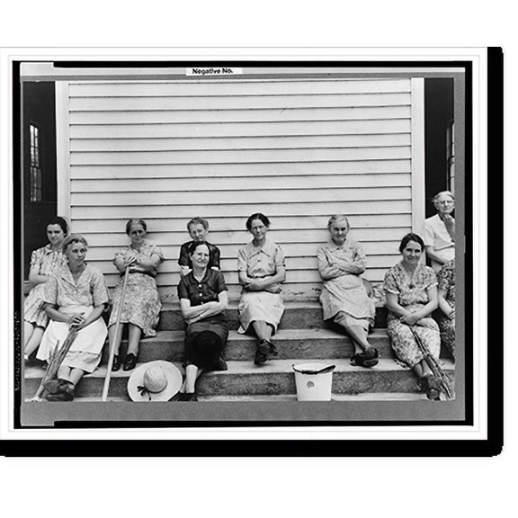 Historic Print, Women assembled at Wheeley's Church near Gordonton, North Carolina, to clean up church and grounds on annual cleaning up day, 16" x 20"