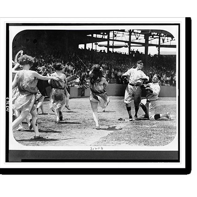 Historic Print, [Women dancing and two Washington National baseball