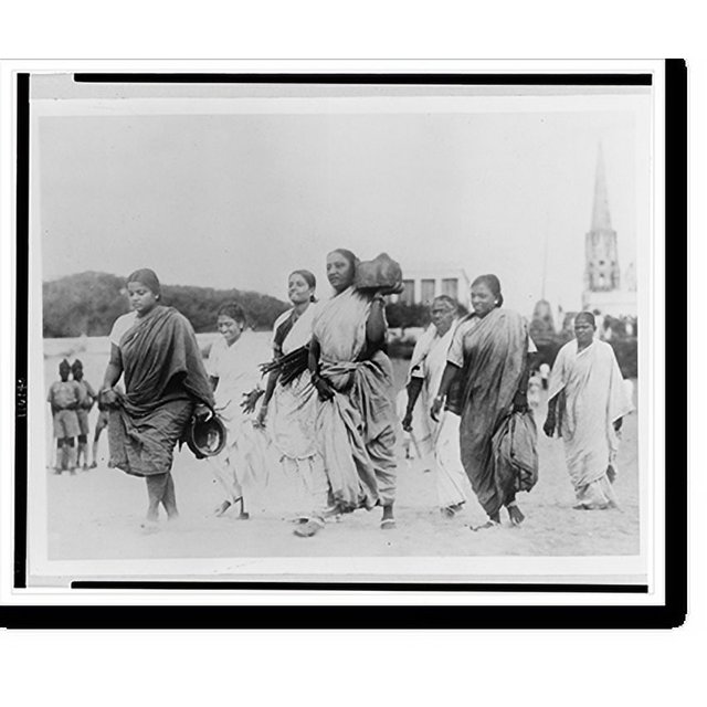 Historic Print, Women of India carry on Gandhi salt campaign wives of