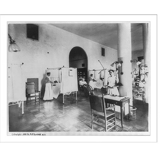Historic Print, Women's Ward, St. Lukes Hospital, New York City, 18" x 24"