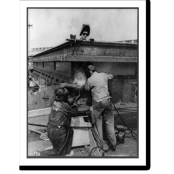 Historic Print, Women welding up a hatch, Portland, Oregon, 18" x 24"