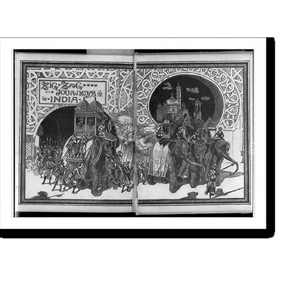 Historic Print, [Wood engraved illus. in Zigzag Journeys in India (Boston, 1887): royal procession, with 4 elephants], 16" x 20"