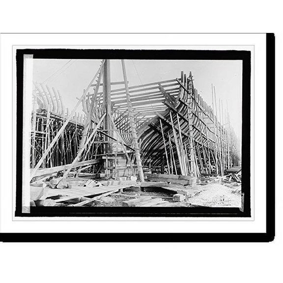 Historic Print, Wood ship bldg., 16" x 20"