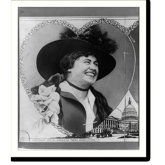 Historic Print, [Woodrow Wilson and Edith Bolling Galt, head-and-shoulders portraits cut in the shape of overlapping hearts with rose border; drawing of cupid in lower right and of the ...18" x 24"