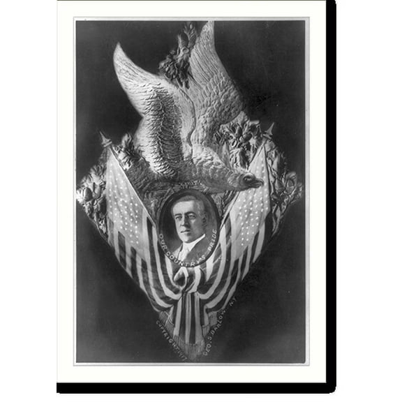 Historic Print, [Woodrow Wilson; bust, framed by U.S. eagle and flags], 16" x 20"