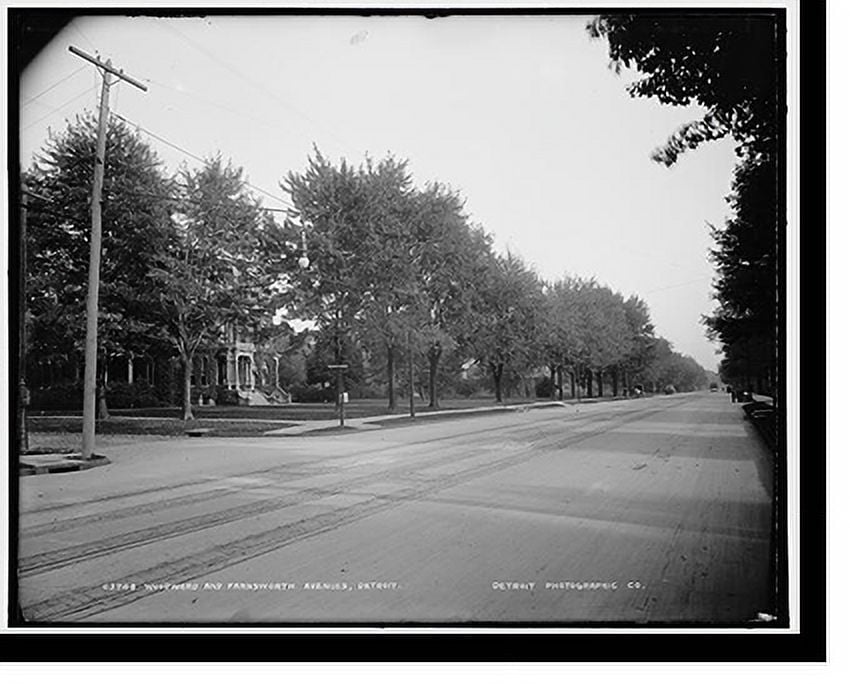 Historic Print, Woodward and Farnsworth Avenues, Detroit, 16" x 20